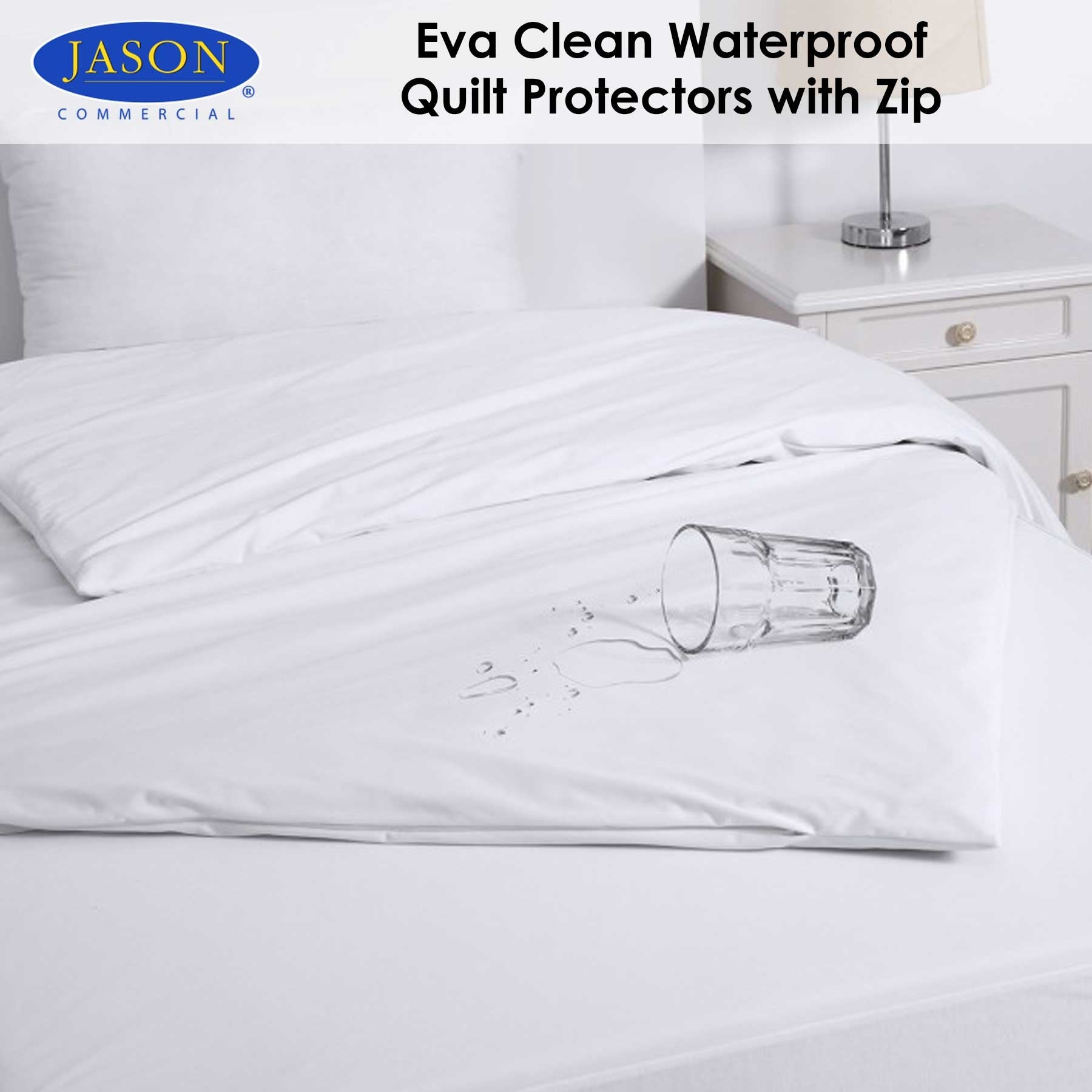 Jason Eva Clean Waterproof Quilt Protectors with Zip - Super King