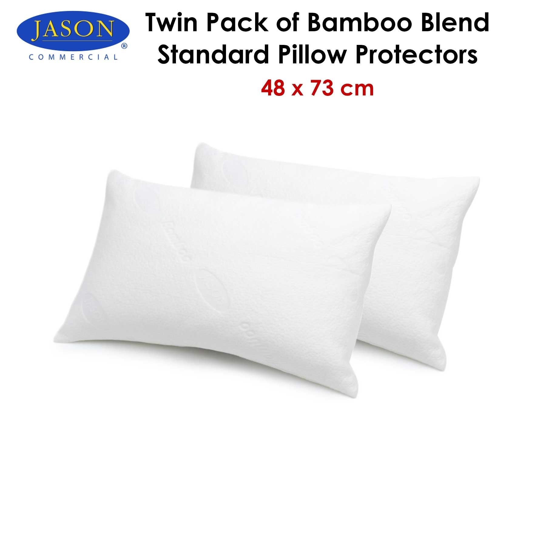 Jason Twin Pack of Bamboo Blend Standard Pillow Protectors 48 x 73 cm V442-WAM-PILLOWP-BAMBOOBLEND-WHITE-ST
