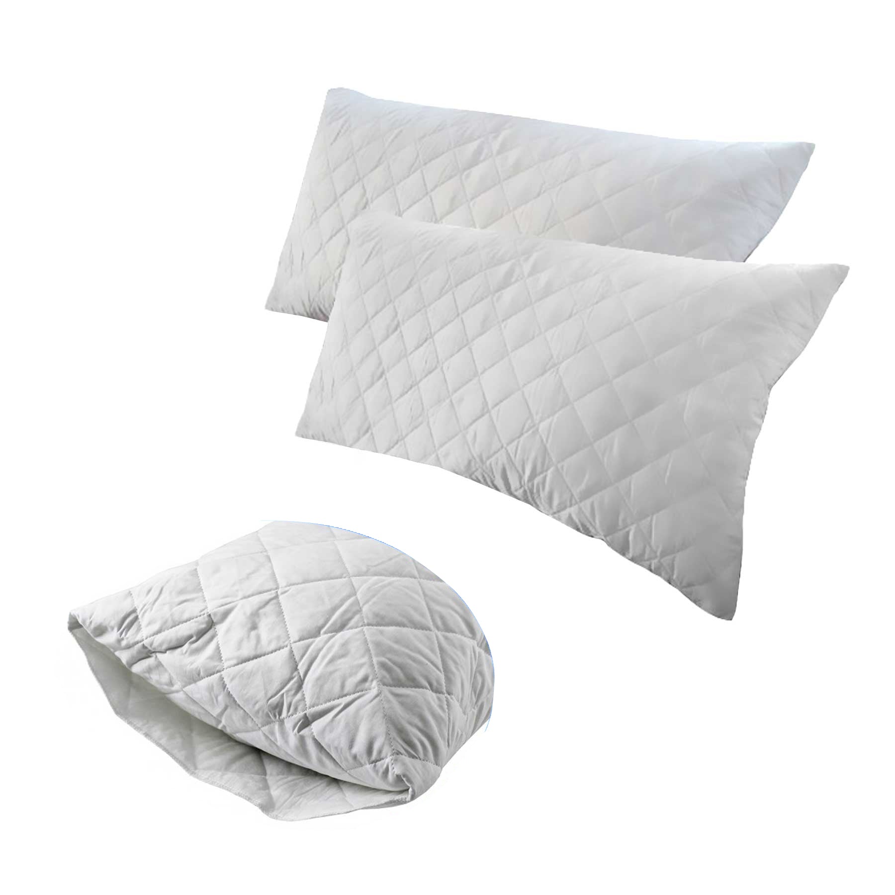 Jason Twin Pack of Quilted Cotton King Pillow Protectors 51 x 91 cm V442-WAM-PILLOWP-COTTONQUILTED-WHITE-KI