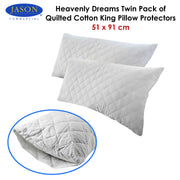 Jason Twin Pack of Quilted Cotton King Pillow Protectors 51 x 91 cm V442-WAM-PILLOWP-COTTONQUILTED-WHITE-KI