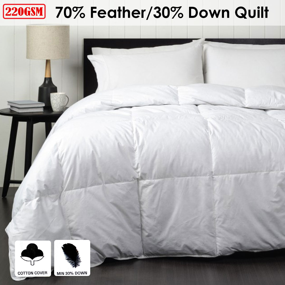 Jason 70% Feather 30% Down Quilt King V442-WAM-QUILT-FEATHERDOWN-WHITE-KI