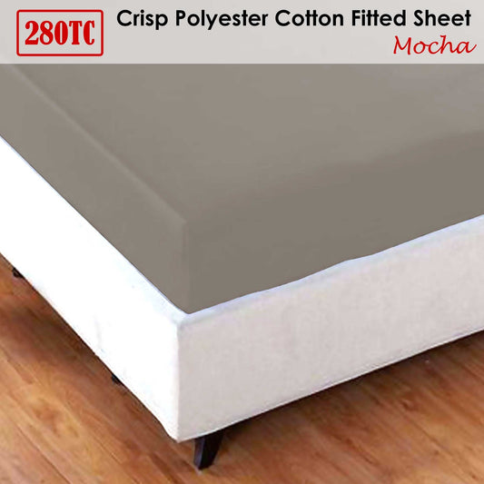 Jason Crisp Polyester Cotton Fitted Sheet Mocha - King V442-WAM-SHEETS-CRISPFITTED-MOCHA-KI