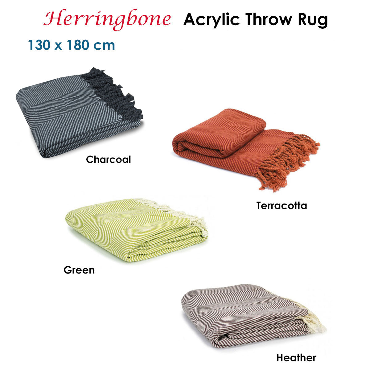 Herringbone Acrylic Throw Heather V442-WAM-THROW-HERRINGBONE-HEATHER-RE