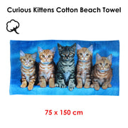 Curious Kittens Cotton Beach Towel V442-WAM-TOWEL-CURIOUSKITTENS-BLUE-RE