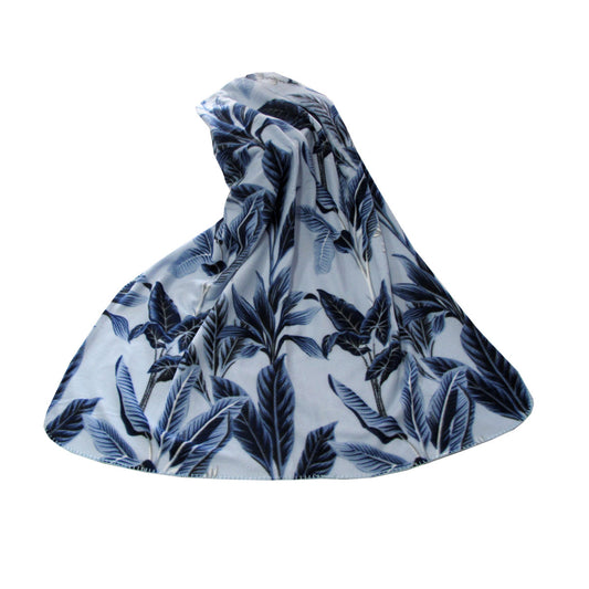 175GSM Banana Tree Leaves Printed Polar Fleece Throw Rug 120 x 150cm Blue V442-YTL-THROW-BANANATREELEAVES-BLUE-RE