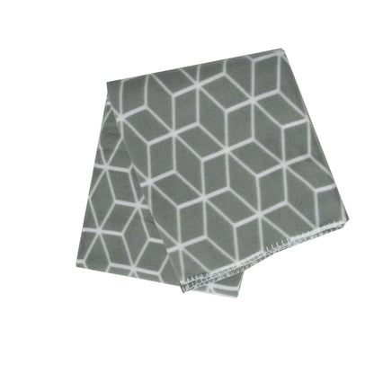 Tiling 175GSM Geometric Pattern Printed Polar Fleece Throw Rug 120 x 150cm Grey V442-YTL-THROW-TILINGPOLAR-GREY-RE