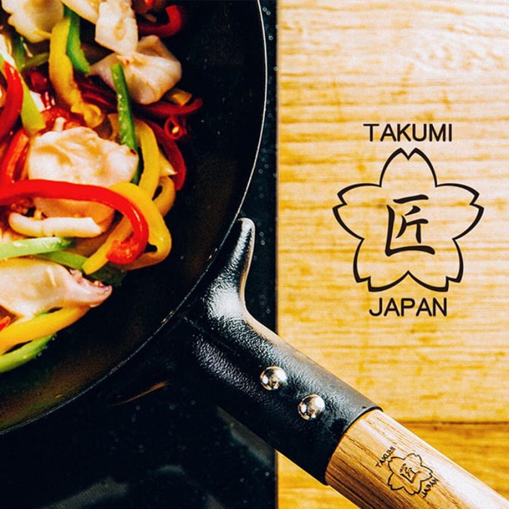 Takumi Premium Magma Plate Cast Iron Wok - Made in Japan - 30cm V445-C220344