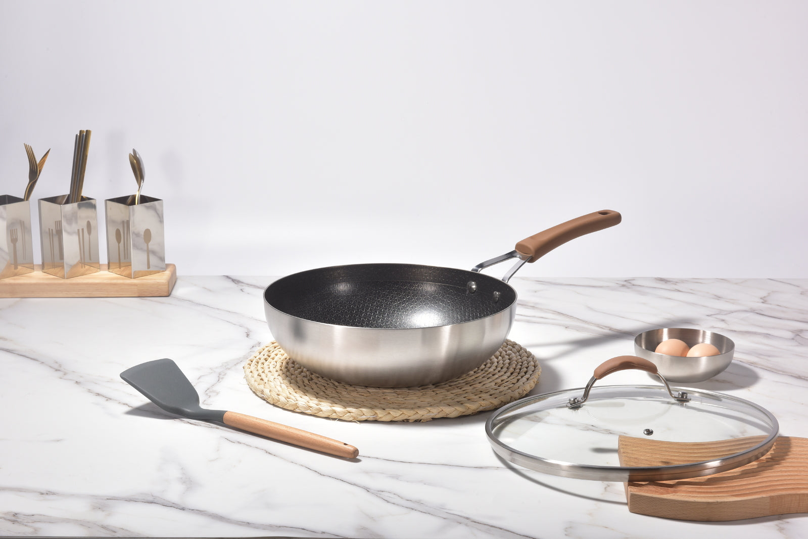 Kylin 3 Layer Stainless Steel Non Stick Noka Wok 30cm V445-C230324
