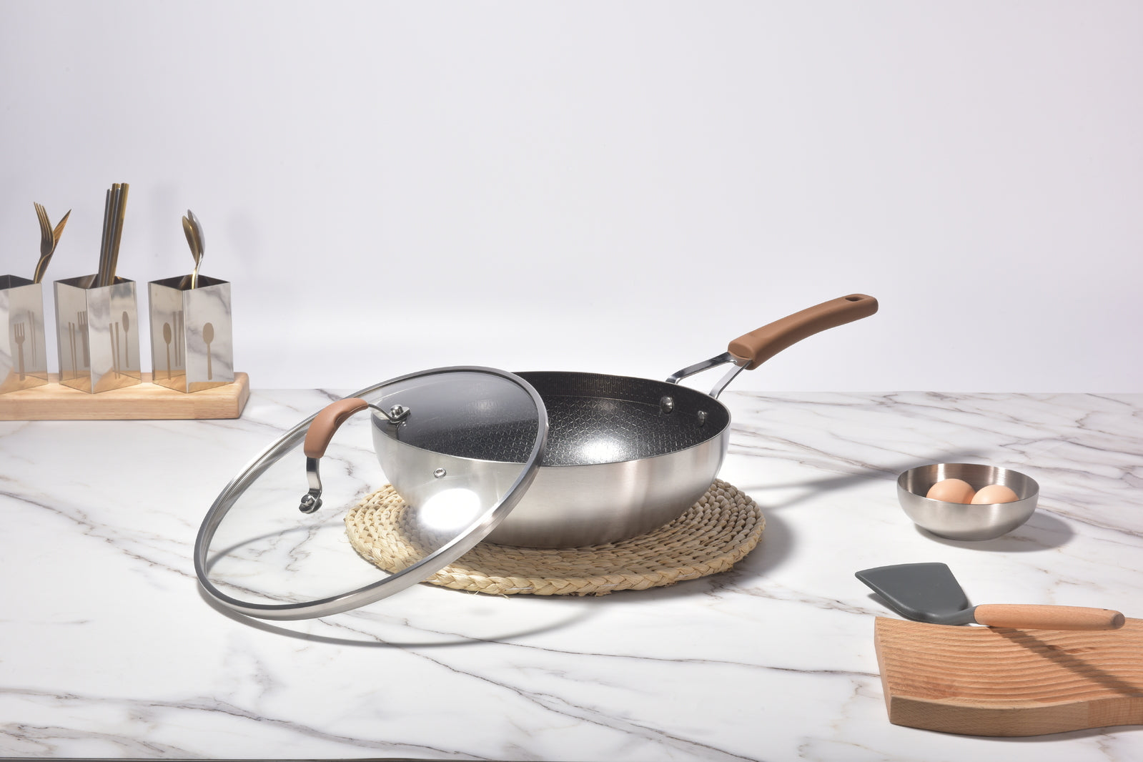 Kylin 3 Layer Stainless Steel Non Stick Noka Wok 30cm V445-C230324