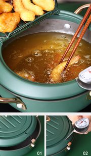 Justcook 20cm JSHS-YZG0320-1 Double Handle Tempura Karaga Fryer Pot Frying Pan V445-C260187