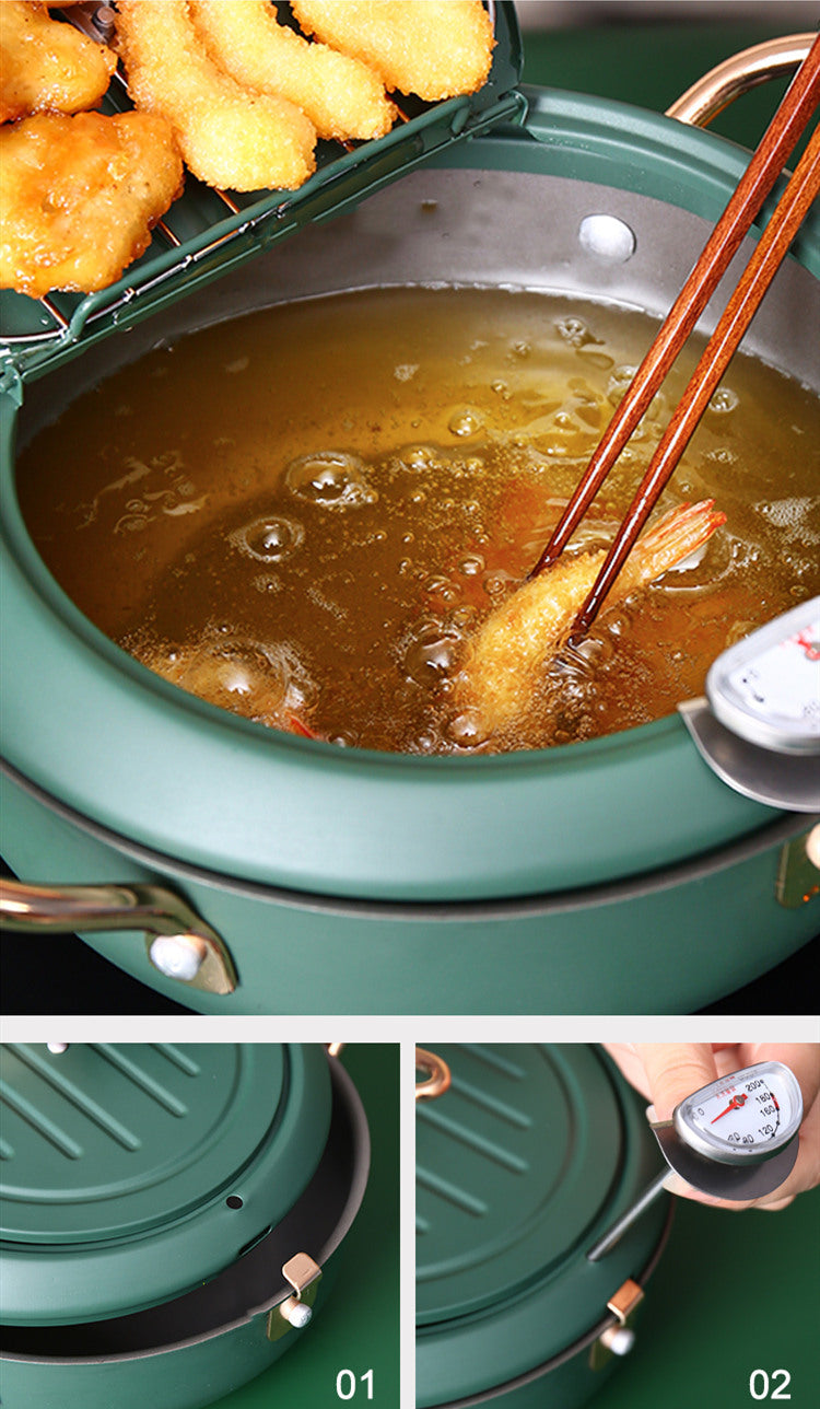 Justcook 20cm JSHS-YZG0320-1 Double Handle Tempura Karaga Fryer Pot Frying Pan V445-C260187