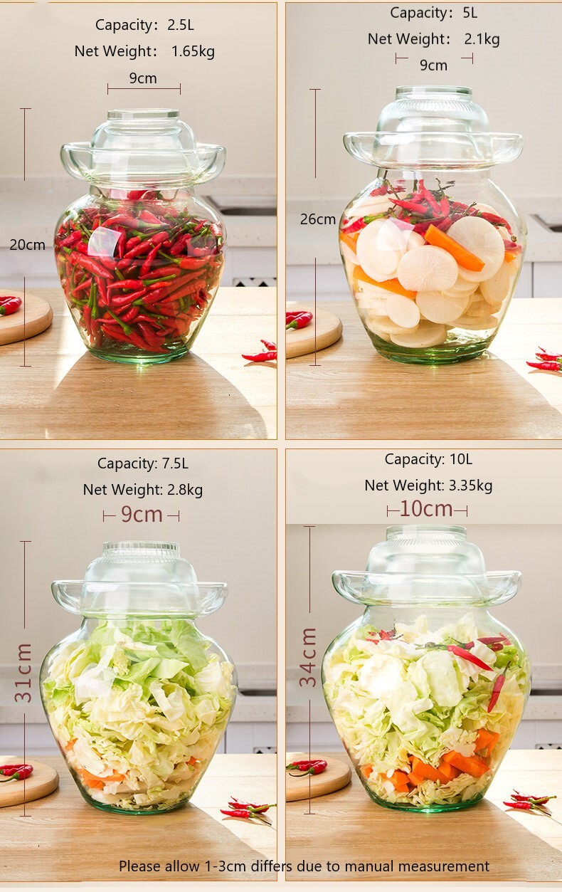 Premium Chinese and Korean Fermentation Pickle Glass Jar Kimchi Sauerkraut Canisters & Jars Huge 10L V445-C450171