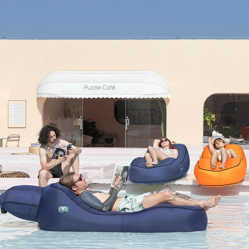 Giga Lounger Lazy Camping Air Bag Sofa Bed for Beach Sleeping Navy blue V445-C470439