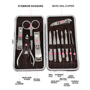 12 Pcs/set Manicure Pedicure Kit Nail Clippers Professional Grooming Kit V462-F-09-01