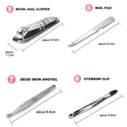 12 Pcs/set Manicure Pedicure Kit Nail Clippers Professional Grooming Kit V462-F-09-01