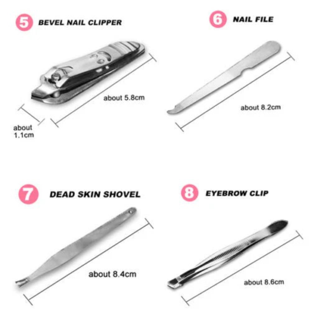 12 Pcs/set Manicure Pedicure Kit Nail Clippers Professional Grooming Kit V462-F-09-01