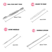 12 Pcs/set Manicure Pedicure Kit Nail Clippers Professional Grooming Kit V462-F-09-01