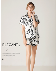 Woman Sleepwear Home Wear Short Sleeve Sweet Girl White Text Casual Pajamas (M Size) V462-F-47-01