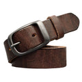 Men's Genuine Leather Belt Vintage Cowhide Pin Buckle 125cm Adjustable Length V462-FB-101-01