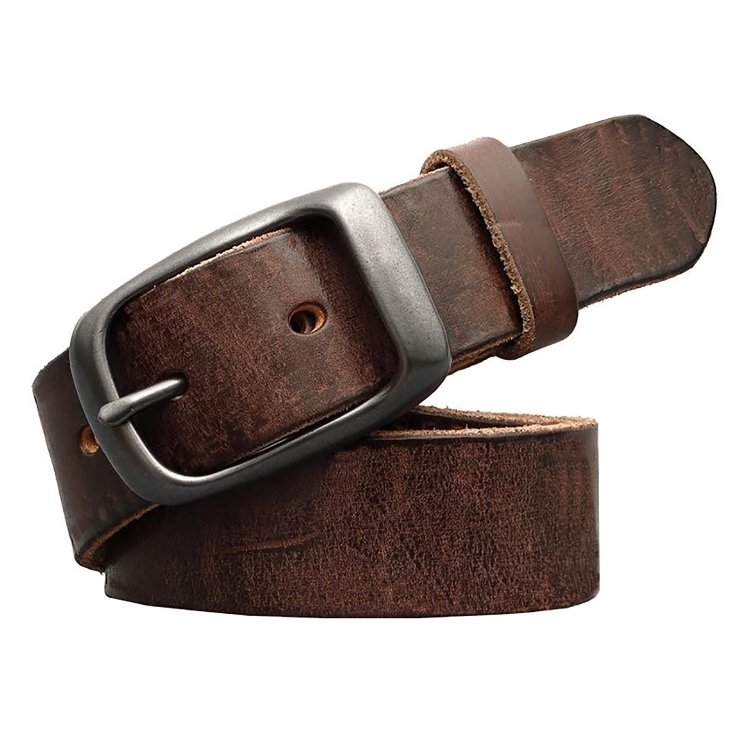 Men's Genuine Leather Belt Vintage Cowhide Pin Buckle 125cm Adjustable Length V462-FB-101-01