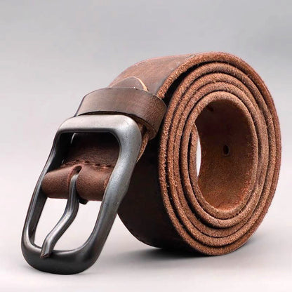 Men's Genuine Leather Belt Vintage Cowhide Pin Buckle 125cm Adjustable Length V462-FB-101-01
