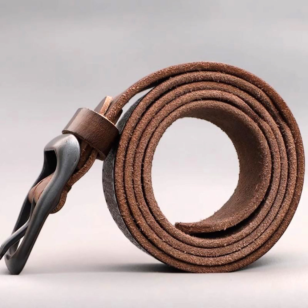 Men's Genuine Leather Belt Vintage Cowhide Pin Buckle 125cm Adjustable Length V462-FB-101-01