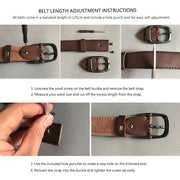 Men's Genuine Leather Belt Vintage Cowhide Pin Buckle 125cm Adjustable Length V462-FB-101-01