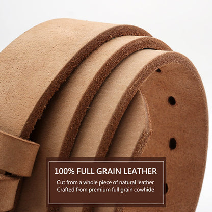 Men's Genuine Leather Belt Full Grain Cowhide Belt with Detachable Buckle (110cm) V462-FB-102-01