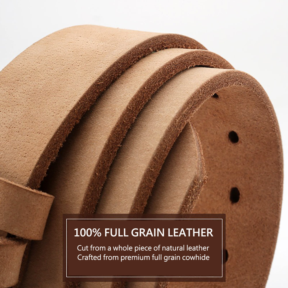 Men's Genuine Leather Belt Full Grain Cowhide Belt with Detachable Buckle (120cm) V462-FB-102-02