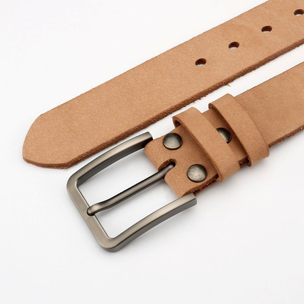 Men's Genuine Leather Belt Full Grain Cowhide Belt with Detachable Buckle (130cm)