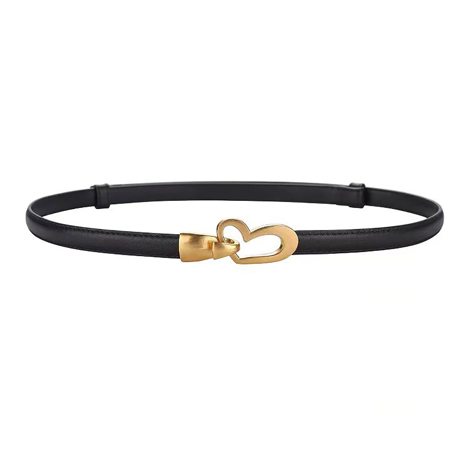 Women's Genuine Leather Thin Adjustable Waist Belt for Dresses Blazers (Black)