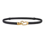 Women's Genuine Leather Thin Adjustable Waist Belt for Dresses Blazers (Black) V462-FB-104-01