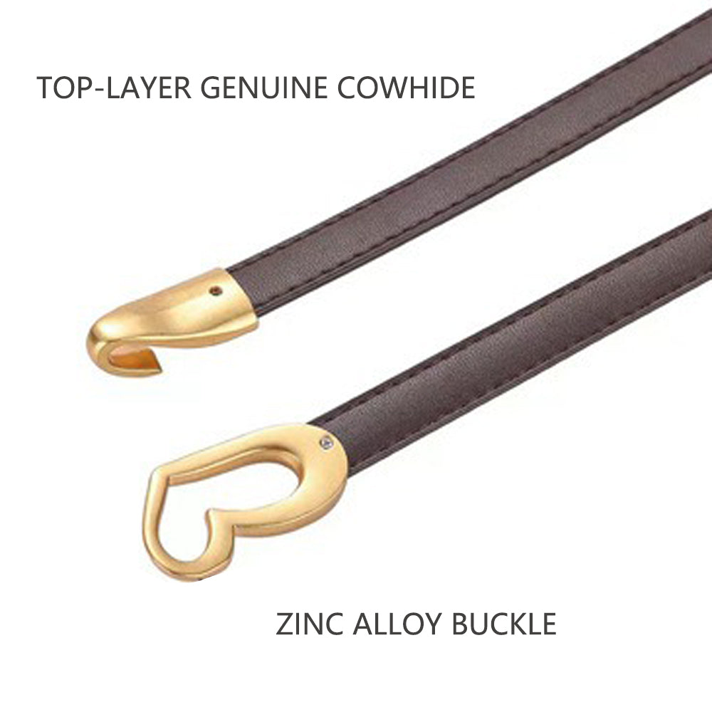 Women's Genuine Leather Thin Adjustable Waist Belt for Dresses Blazers (Khaki) V462-FB-104-02