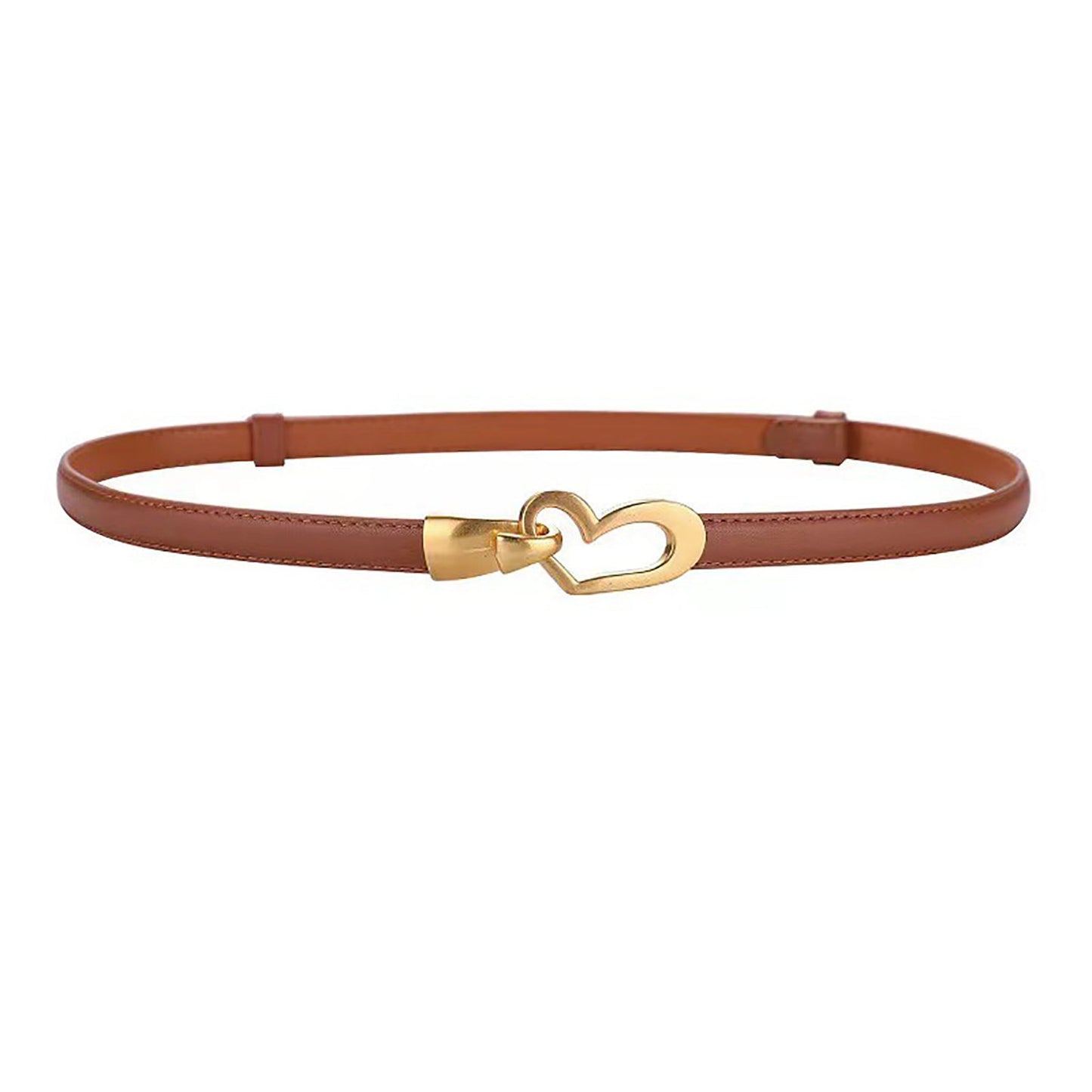 Women's Genuine Leather Thin Adjustable Waist Belt for Dresses Blazers (Brown) V462-FB-104-03