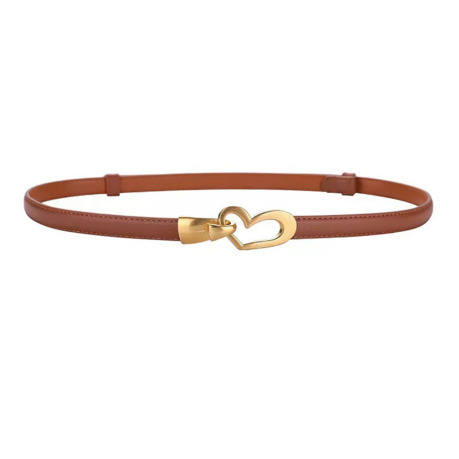 Women's Genuine Leather Thin Adjustable Waist Belt for Dresses Blazers (Brown) V462-FB-104-03