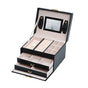 Jewellery Box With Mirror Double Drawers Organizer Storage Lock Case(Black) V462-FB-54-01