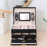 Jewellery Box With Mirror Double Drawers Organizer Storage Lock Case(White) V462-FB-54-03