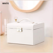Jewellery Box With Mirror Double Drawers Organizer Storage Lock Case(White) V462-FB-54-03