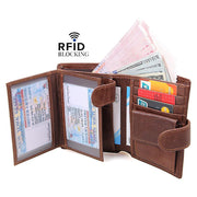 Genuine leather men wallets High-quality Multi card short wallet Men's Cow Leather RFID Card Holder V462-FB-77-01