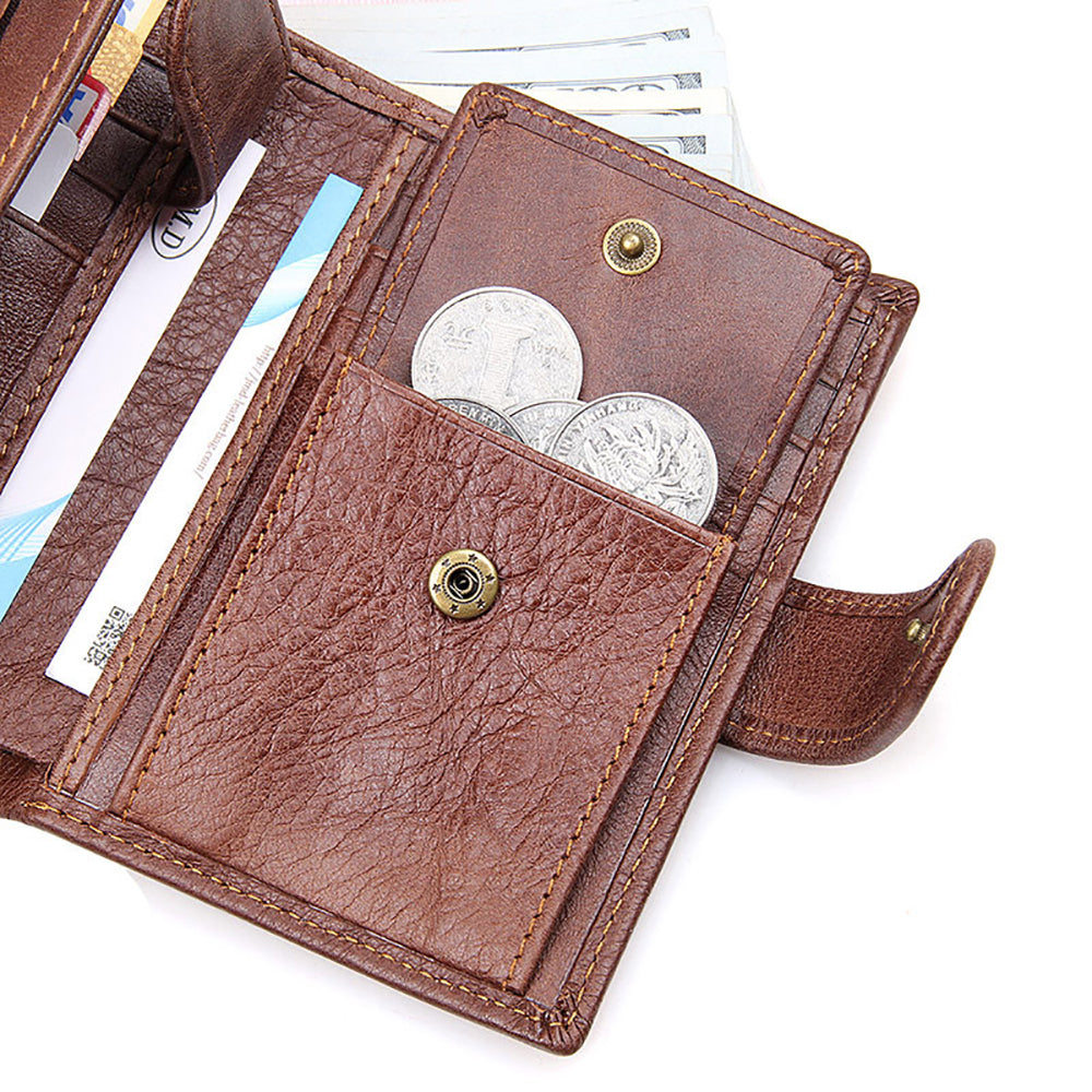 Genuine leather men wallets High-quality Multi card short wallet Men's Cow Leather RFID Card Holder V462-FB-77-01
