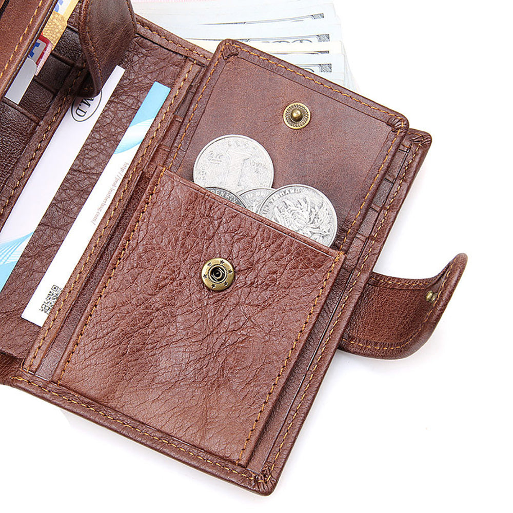 Genuine leather men wallets High-quality Multi card short wallet Men's Cow Leather RFID Card Holder V462-FB-77-01