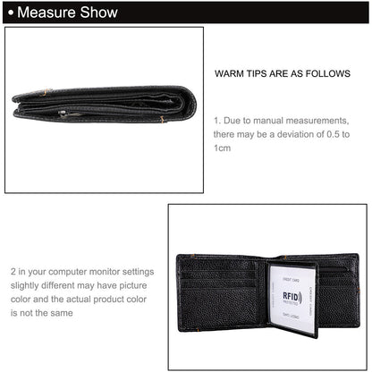 Men's Genuine Leather Bilfold Wallet RFID Blocking Card Holder Zipper Coin Purse V462-FB-78-01