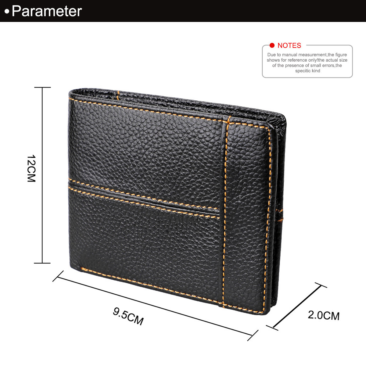 Men's Genuine Leather Bilfold Wallet RFID Blocking Card Holder Zipper Coin Purse V462-FB-78-01