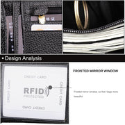 Men's Genuine Leather Bilfold Wallet RFID Blocking Card Holder Zipper Coin Purse V462-FB-78-01