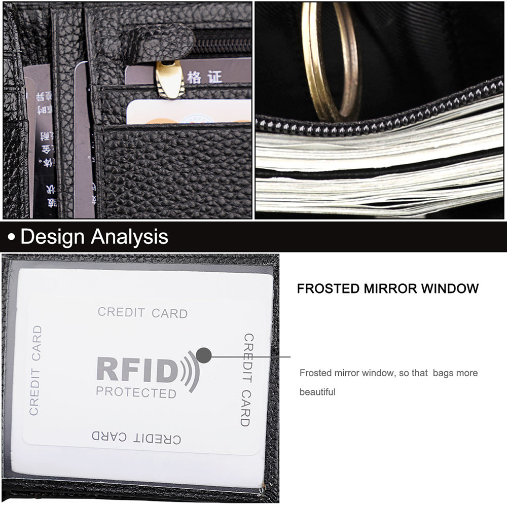 Men's Genuine Leather Bilfold Wallet RFID Blocking Card Holder Zipper Coin Purse V462-FB-78-01