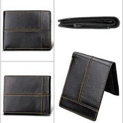 Men's Genuine Leather Bilfold Wallet RFID Blocking Card Holder Zipper Coin Purse V462-FB-78-01