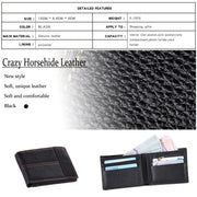 Men's Genuine Leather Bilfold Wallet RFID Blocking Card Holder Zipper Coin Purse V462-FB-78-01