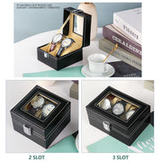 Watch Box Organizer Case Jewelry Display Tray Glass Top PU Leather(2 Slot) V462-FB-81-01