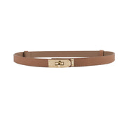 Luxury Cow Leather Women Waist Belt Slim Corset Strap Dress Shirt Belt (Caramel) V462-FB-82-03