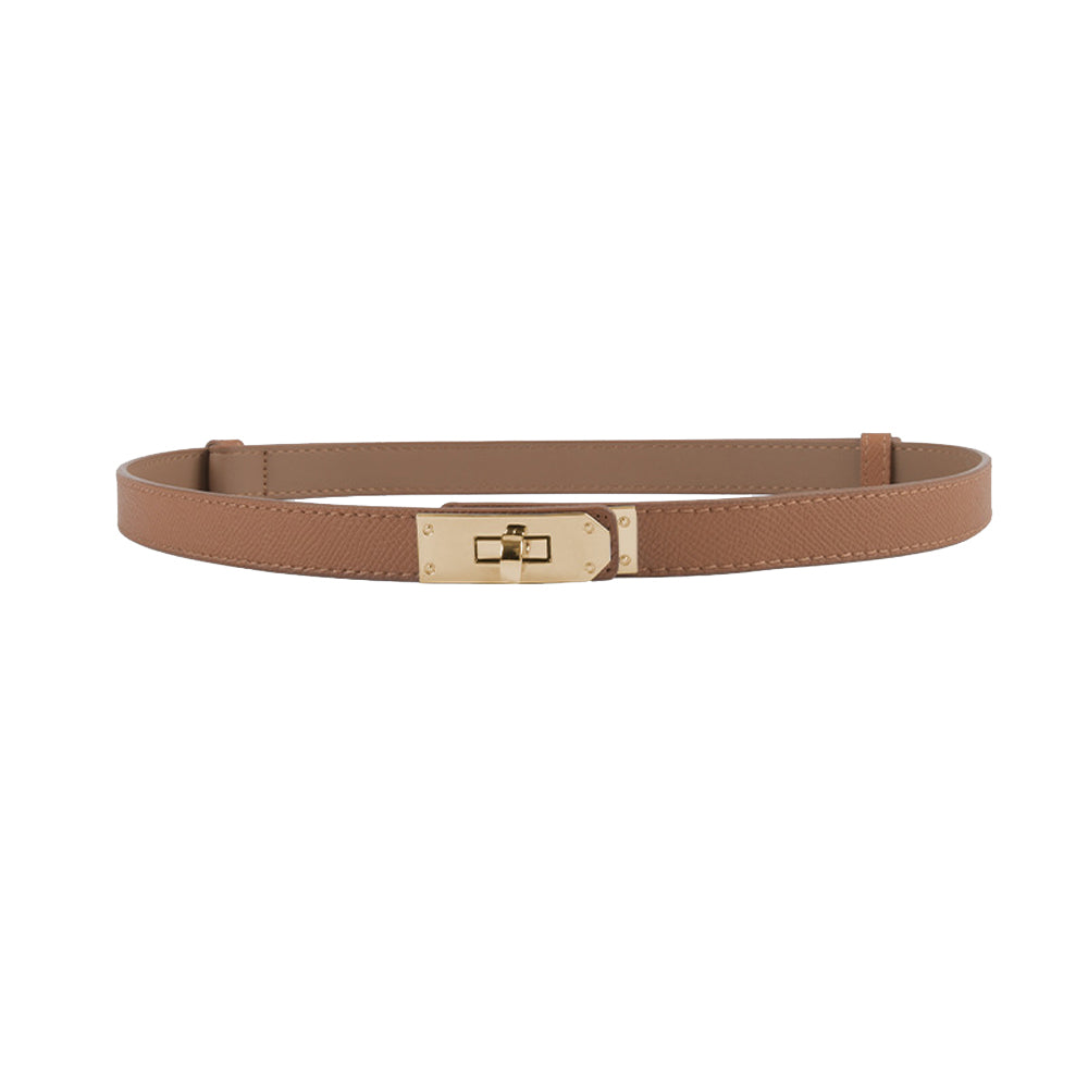 Luxury Cow Leather Women Waist Belt Slim Corset Strap Dress Shirt Belt (Caramel) V462-FB-82-03